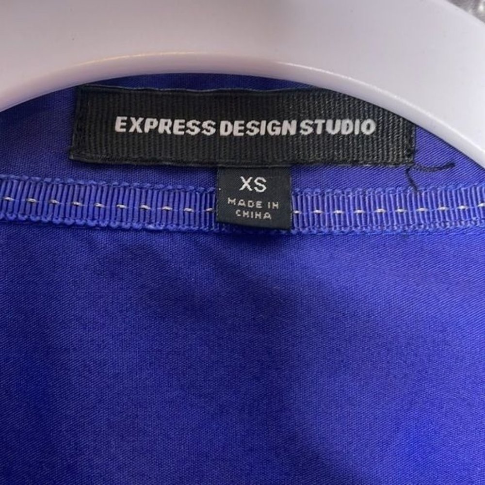 Express Design Studio Size XS Iridescent Blue Purple Fitted Button Career Shirt - Picture 3 of 7